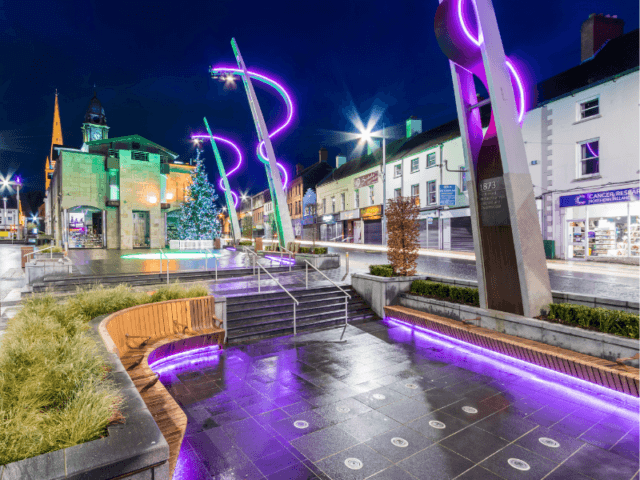 Public realm lighting fountains